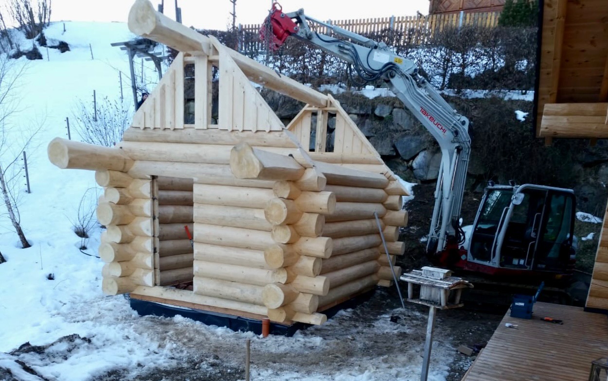 Montage der Blockhaus Sauna