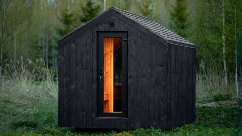 Gartensauna Barn Stretch 4M Ansicht vorne link