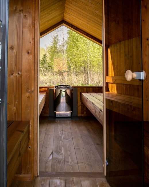 Gartensauna Barn Stretch 4M Eingang Saunaraum