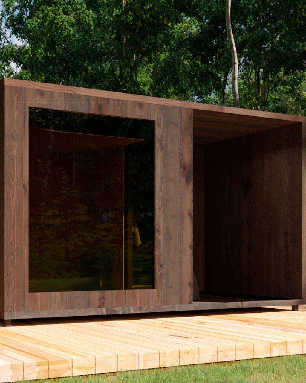 Gartensauna Therma S mit Terrasse M rechts