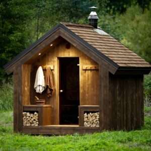 Rustikale Gartensauna Shack mit Schindeldach 1