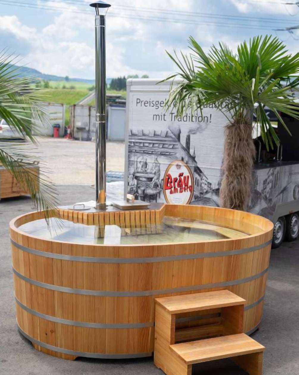 Badefass oval 2 x 2,5 m Hot Tub heimische Lärche