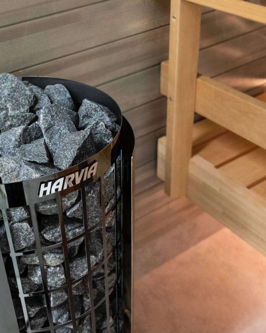 Harvia Cilindro Elektrosaunaofen PC70 PC90 schwarz mit Schutzblech