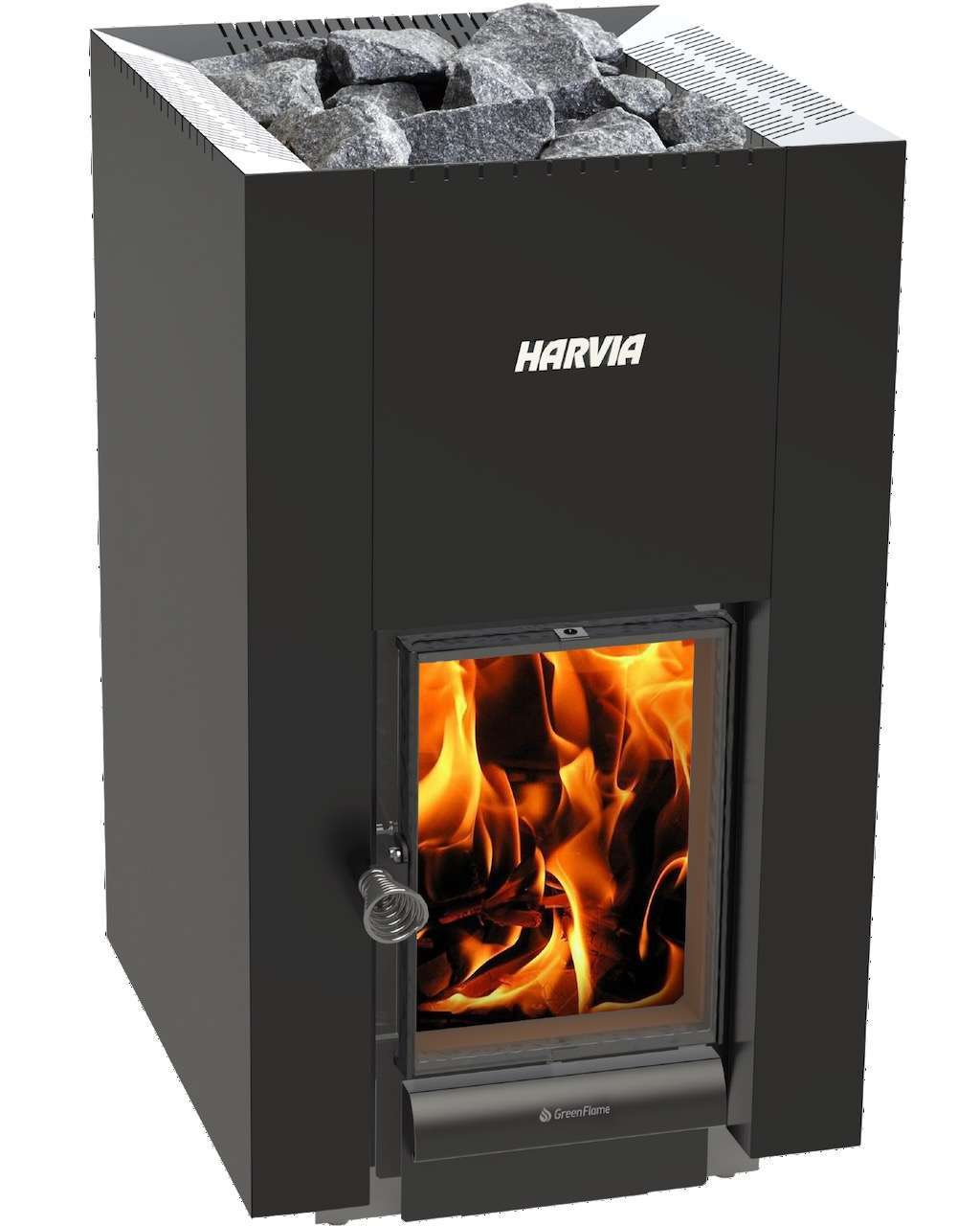Harvia Linear 22 Green Flame Holzofen freigestellt