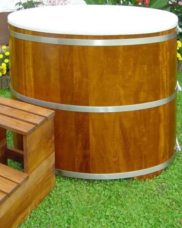 Sauna Tauchbecken Eisbaden Tonne Kambala Holz mit Kunststoffeinsatz