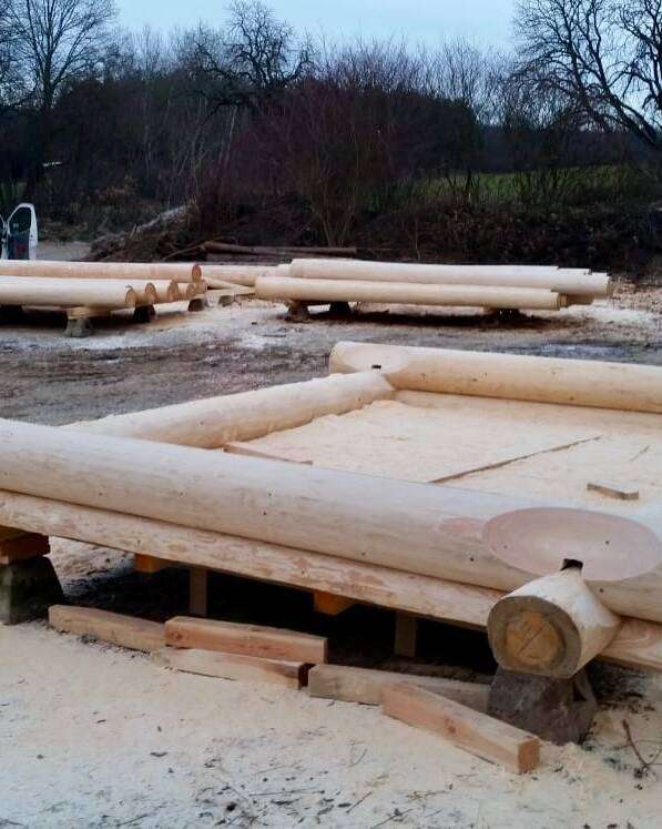 Blockhaus Rundstamm Sauna Kanadische Bauweise