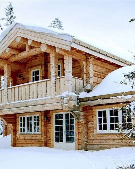 Blockhaus romantische Winterlandschaft