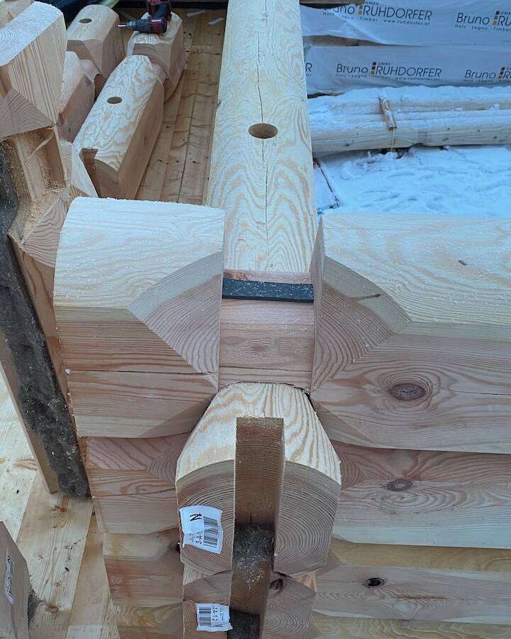 Eko Nams Holzblockhaus Eckverbindung mit Dichtlippe