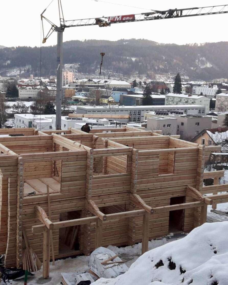 Eko Nams Holzblockhaus Montage (5)
