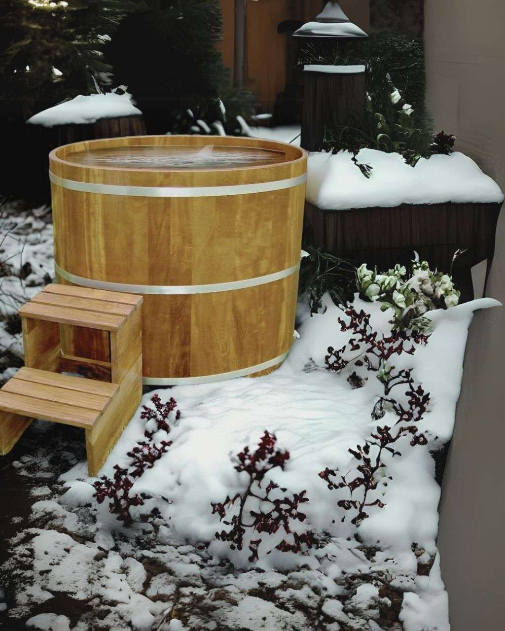 Sauna Tauchbecken Eisbad Kaltwasserbecken Winter