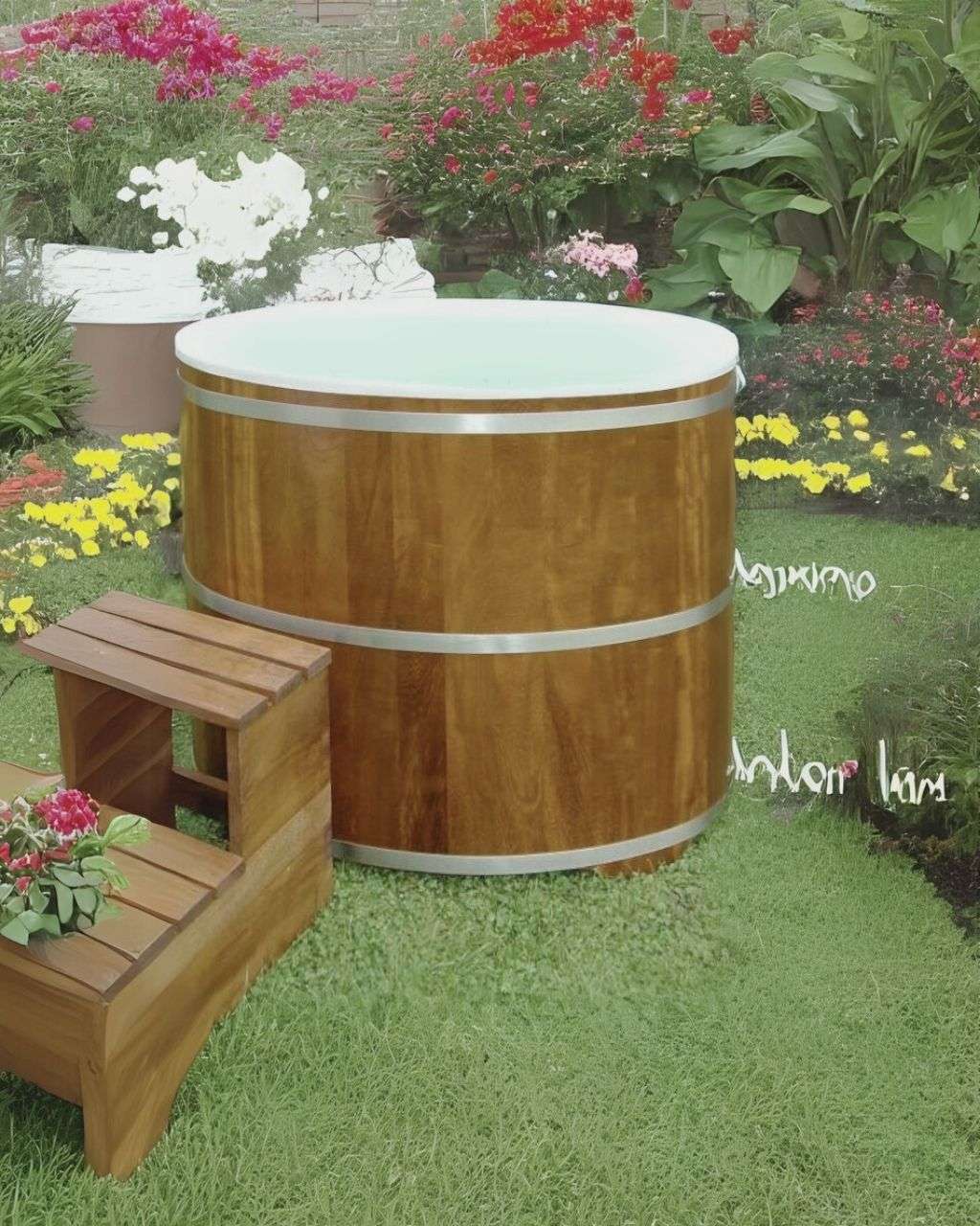 Sauna Tauchbecken Eisbaden Tonne Kambala im Garten