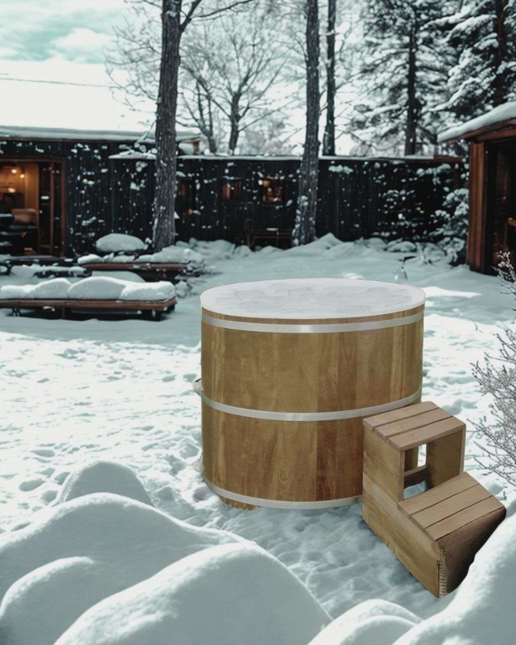 Sauna Tauchbecken für Garten mit Eiswasser vor der Sauna