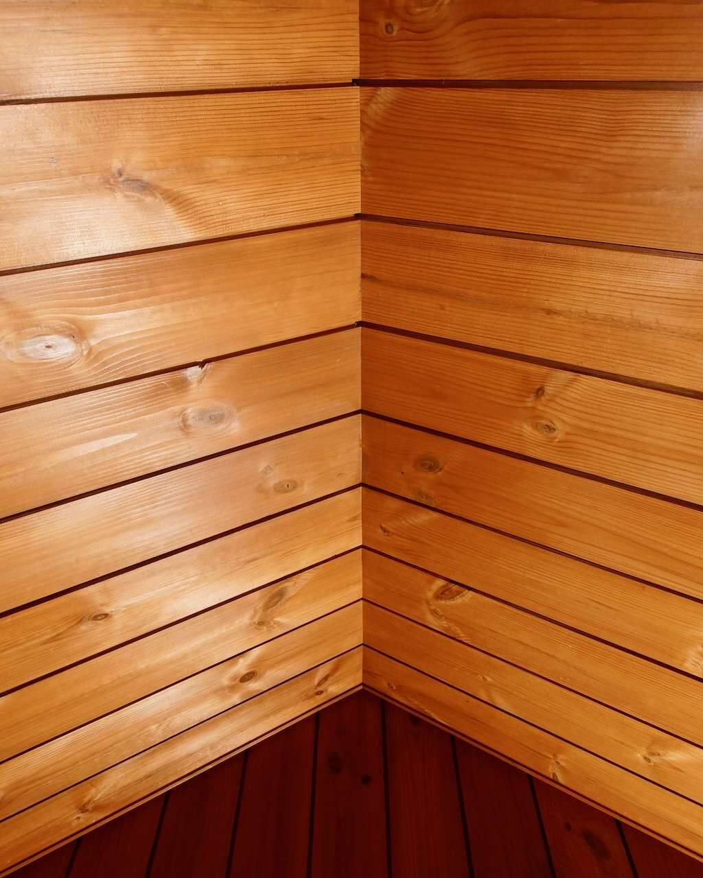 Grosse Gartensauna mit Vorraum Deckenspots im Vorraum
