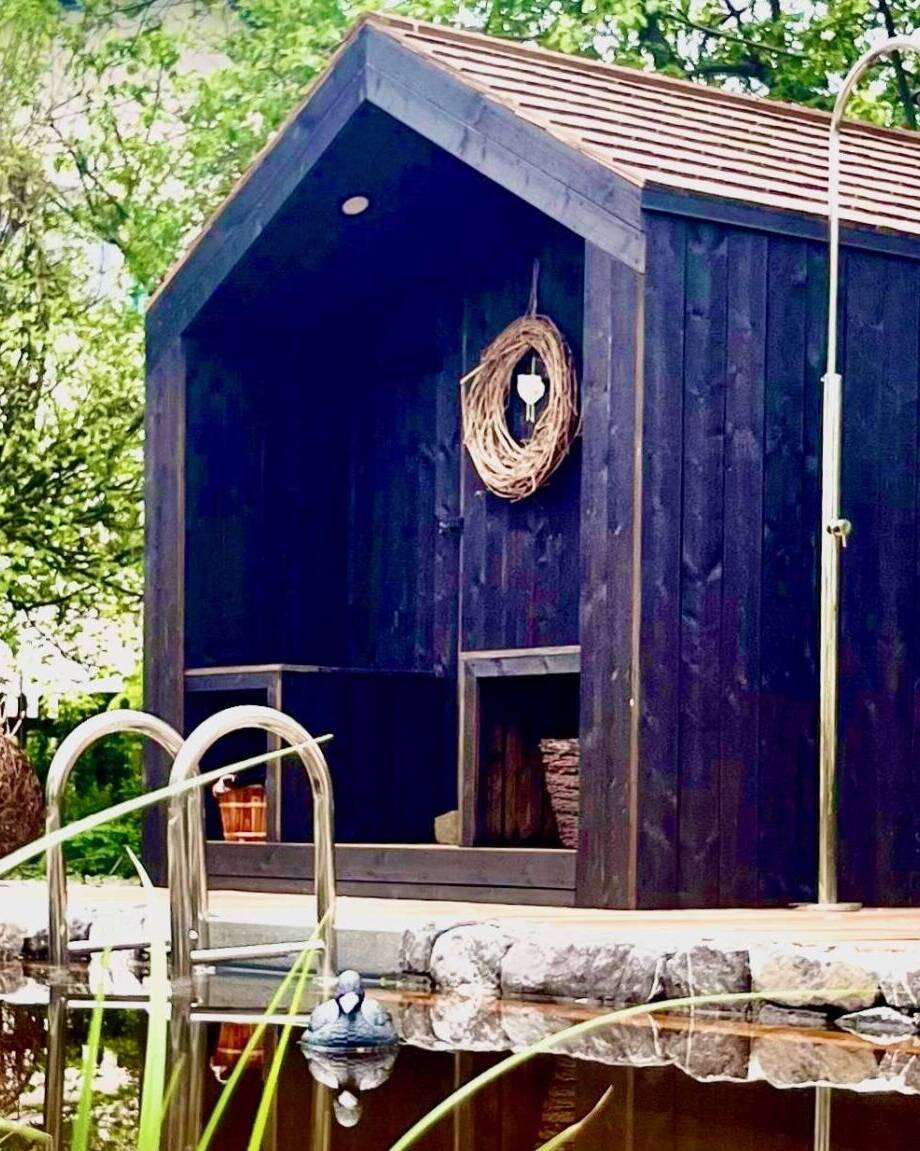 Gartensauna Planung Barn Nordic mit Natur Schwimmteich