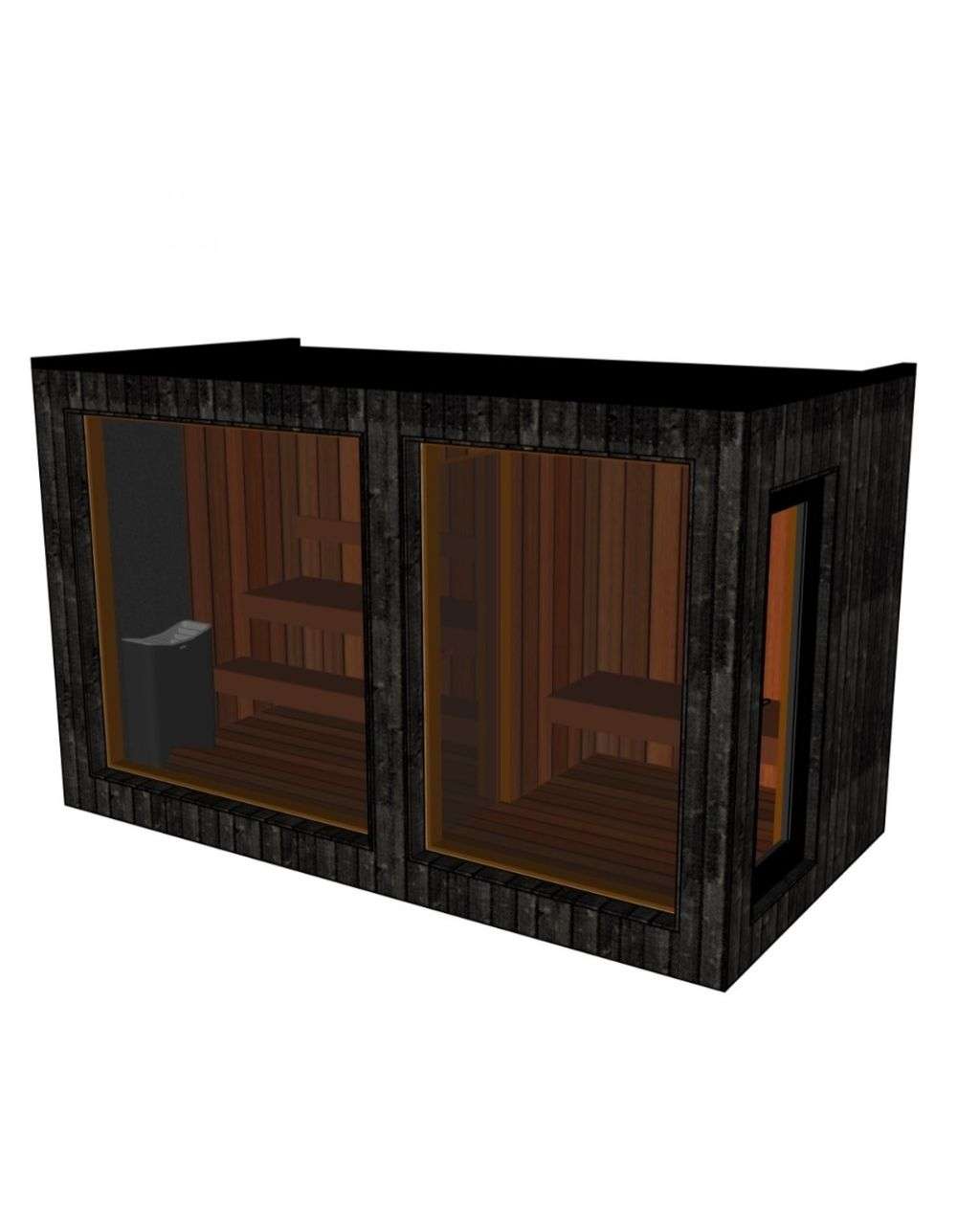 Aussensauna mit Vorraum Visualisierung – ManoKin Außensauna mit Vorraum Visualisierung