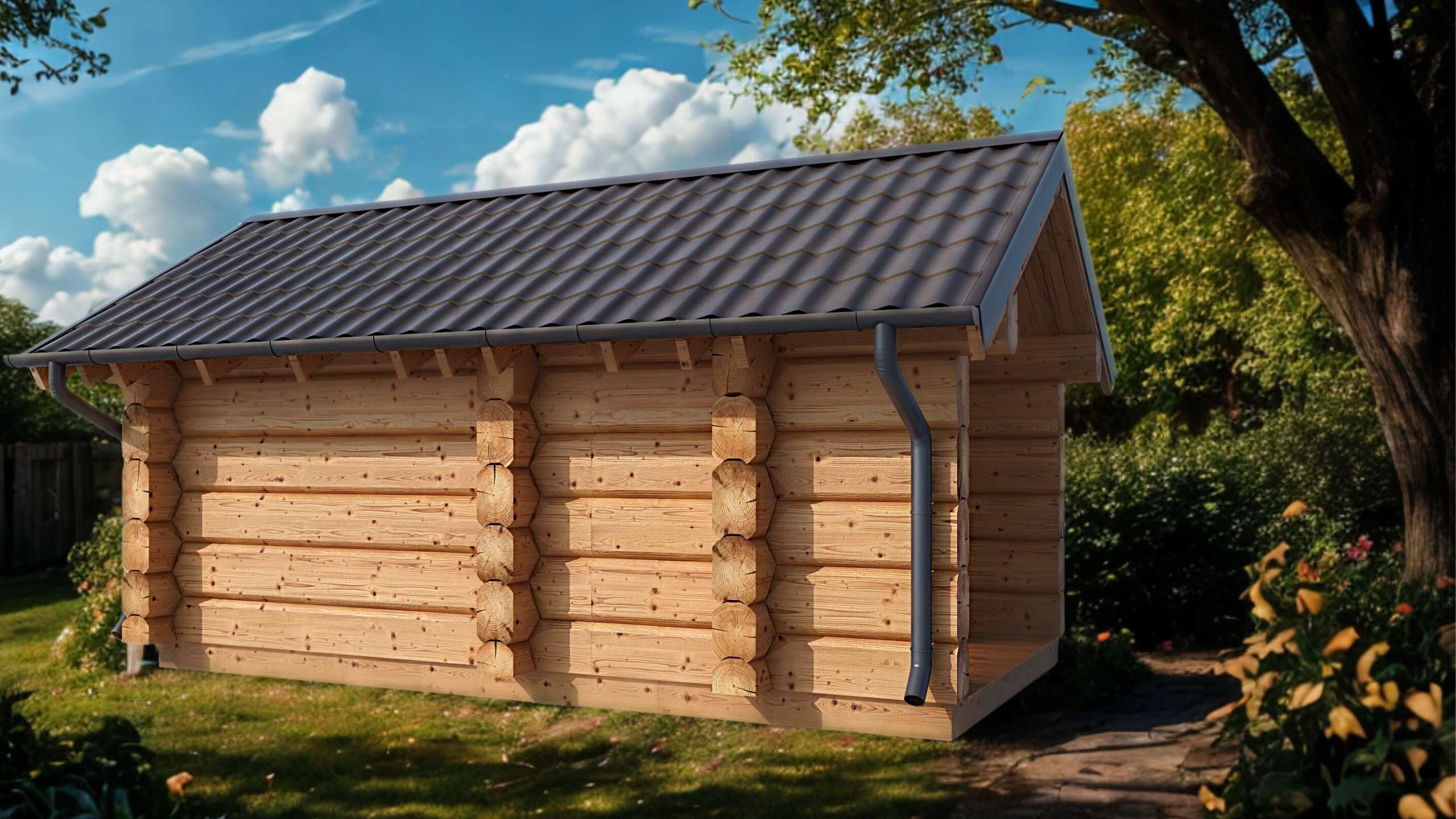 Boreana 47VV Blockhaus Sauna mit Vorraum Seitenansicht