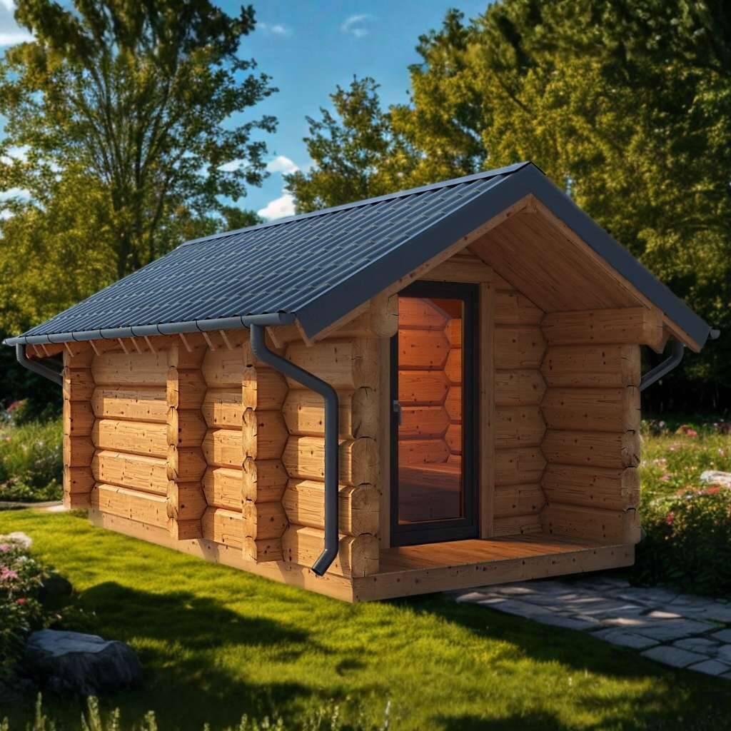 Boreana 47VV Blockhaus Sauna mit Vorraum & Veranda
