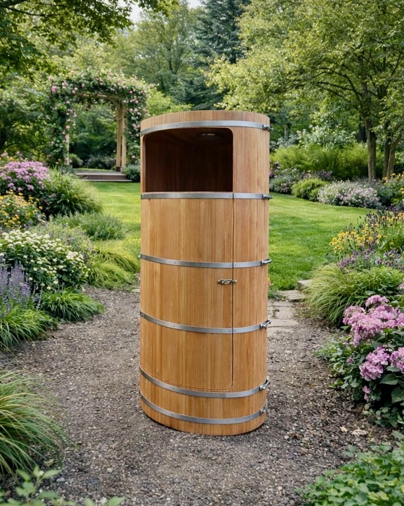 Gartendusche Holz mit Tuer zum Schliessen – ManoKin Gartendusche aus Holz mit Tür zum Schließen