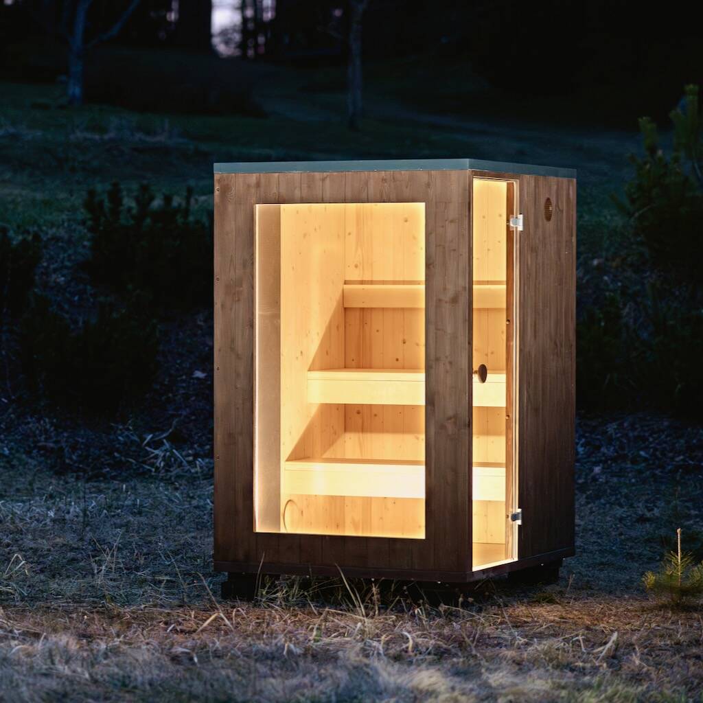 Mini Sauna grosser Glasfront und hellem Innenraum uai – ManoKin Mini Sauna großer Glasfront und hellem Innenraum