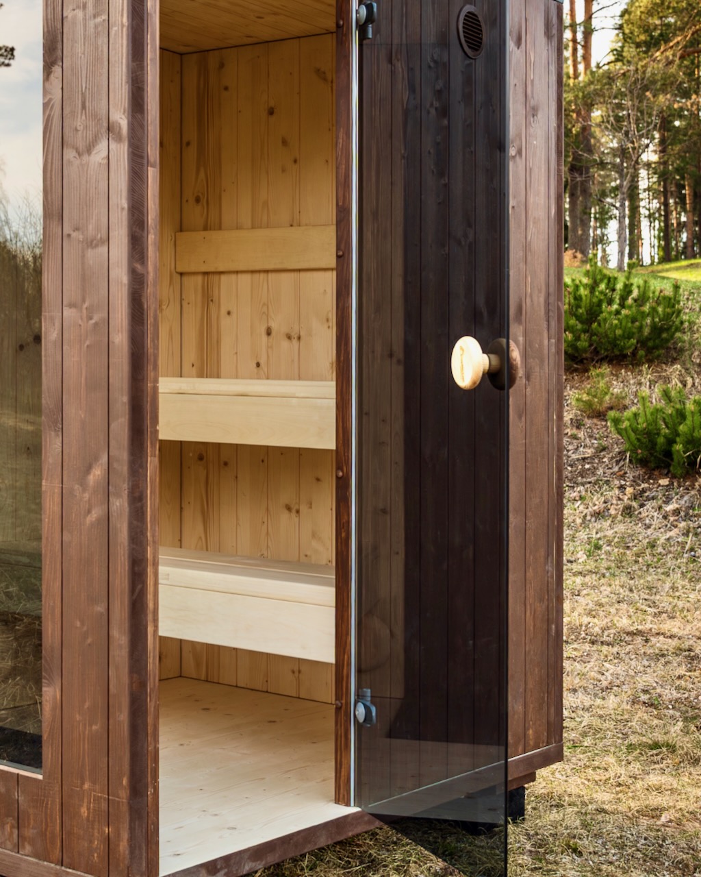 Therma M Gartensauna selber bauen mit getoenter Saunatuer – ManoKin Therma M Gartensauna selber bauen mit getönter Saunatür